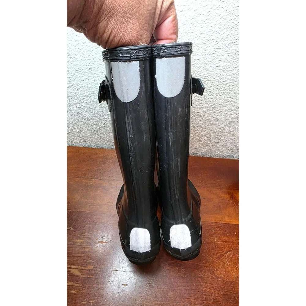 Hunter Young Black Tall Waterproof Rubber Rain Boots Size 2M/3F